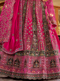 Amazing Rani Pink Zarkan Work Silk Bridal Lehenga Choli With Double Dupatta