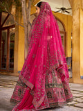 Amazing Rani Pink Zarkan Work Silk Bridal Lehenga Choli With Double Dupatta