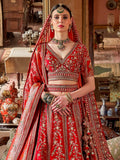 Elegant Red Sequins Silk Bridal Wear Lehenga Choli With Double Dupatta