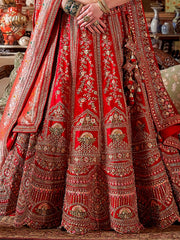 Elegant Red Sequins Silk Bridal Wear Lehenga Choli With Double Dupatta