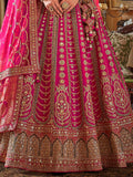 Gorgeous Pink Embroidered Silk Bridal Wear Lehenga Choli With Double Dupatta