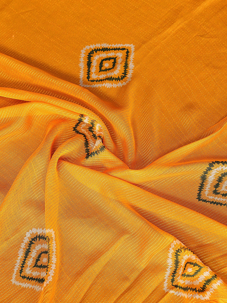 Mesmerizing Orange Chiffon Shibori Printed Saree With Blouse