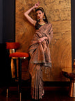 Stunning Brown Copper Weaving Silk Wedding Wear Saree With Blouse