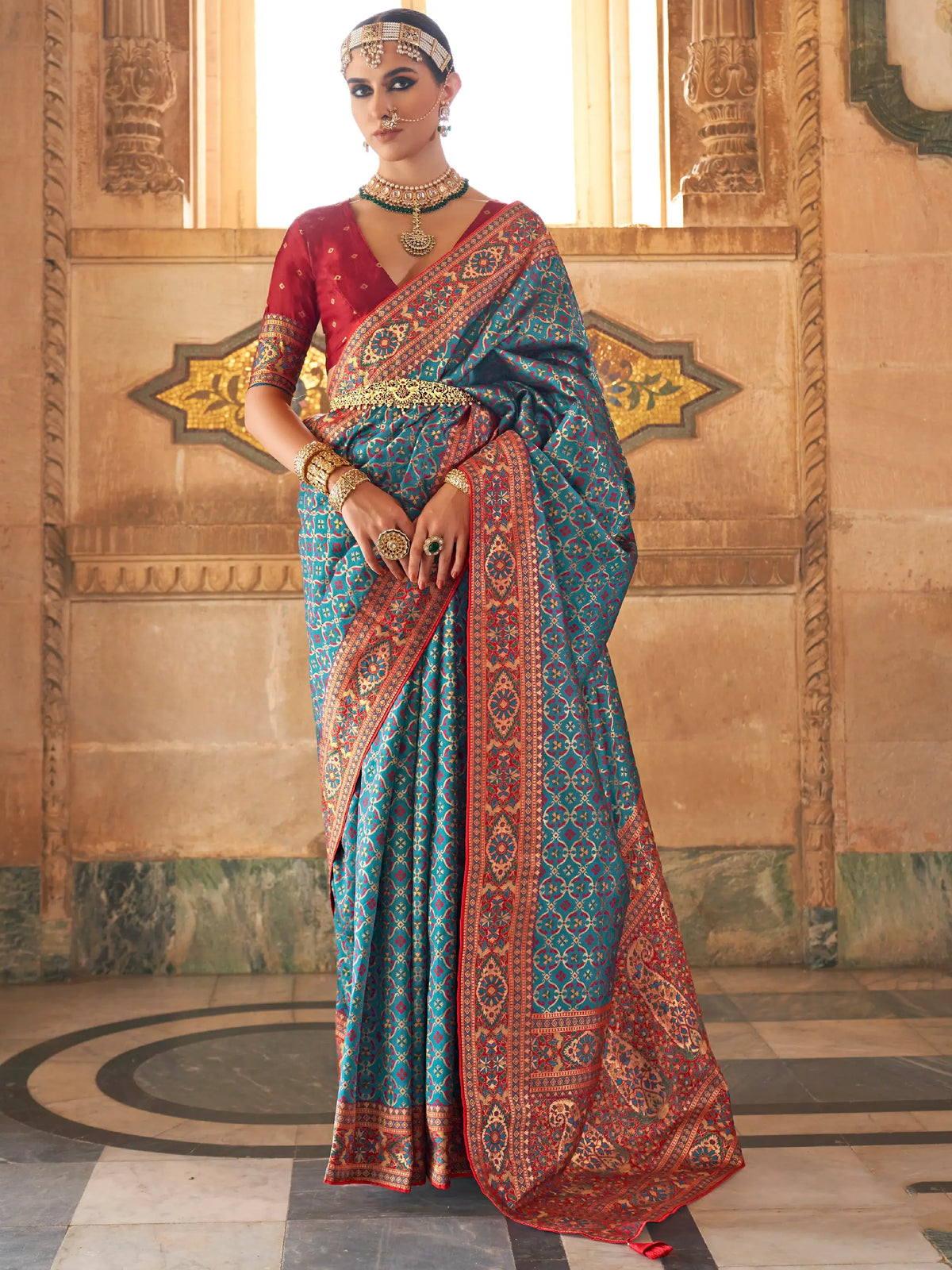 Marvelous Blue Weaving Silk Wedding Wear Saree With Blouse