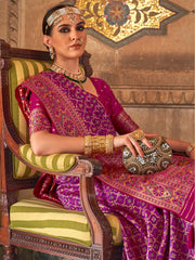 Outstanding Purple Weaving Silk Traditional Saree With Blouse