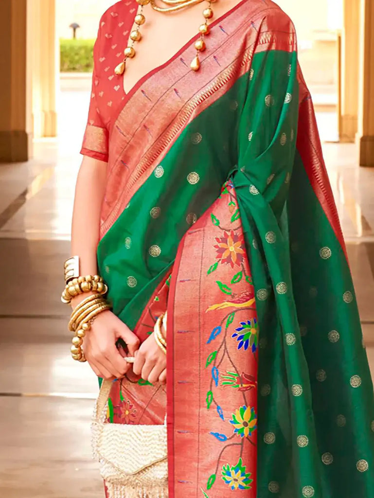 Charming Green Digital Printed Silk Festival Wear Saree With Blouse