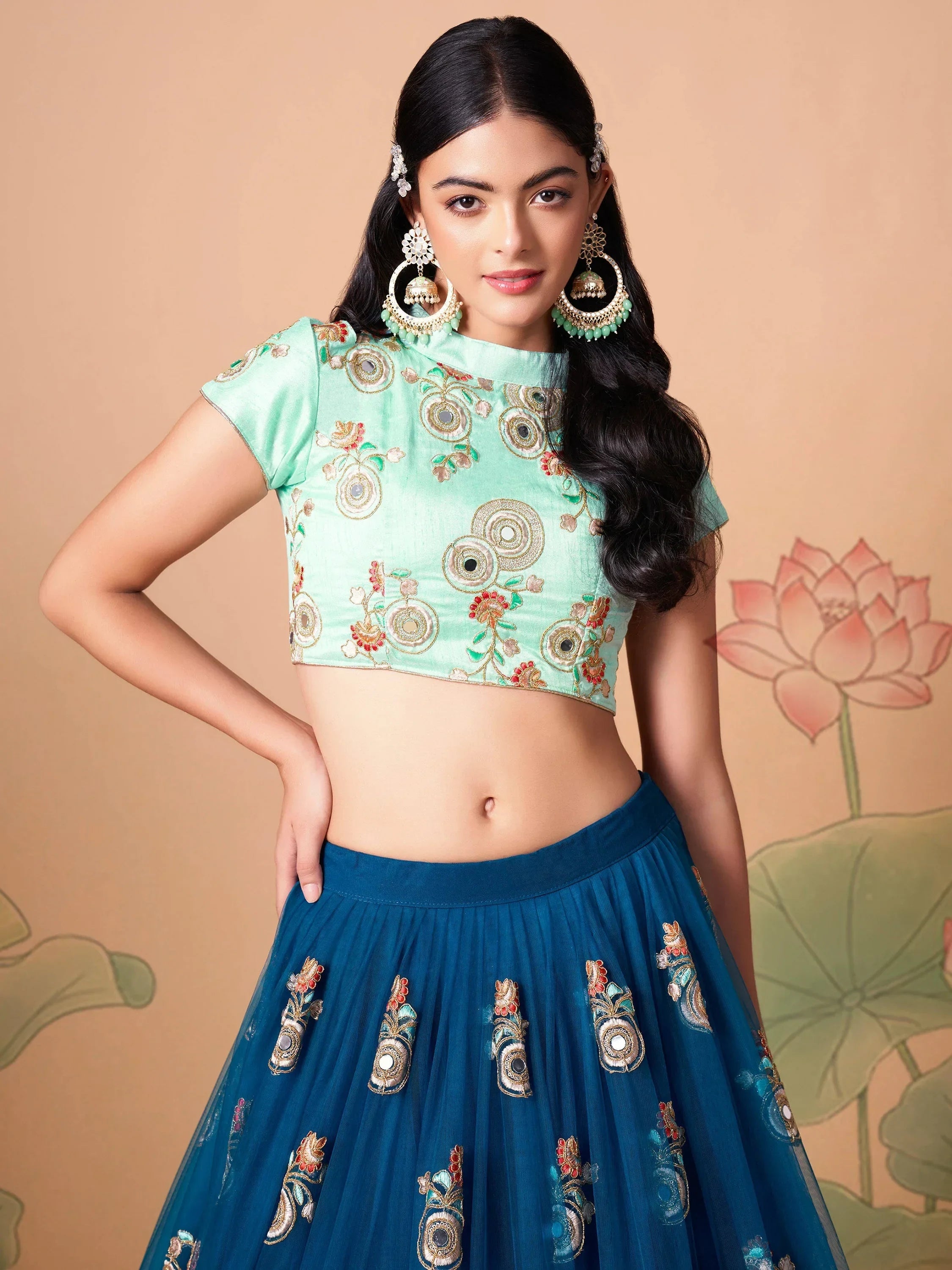 Superb Sapphire Blue Dori Work Net Designer Lehenga Choli