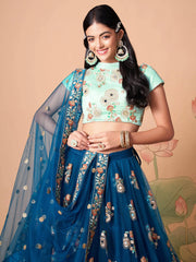 Superb Sapphire Blue Dori Work Net Designer Lehenga Choli