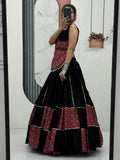 Amazing Black Cotton Ajarakh Printed Navratri Wear Lehenga Choli