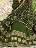 Artistic Green Silk Sequins Mehendi Wear Gown With Dupatta