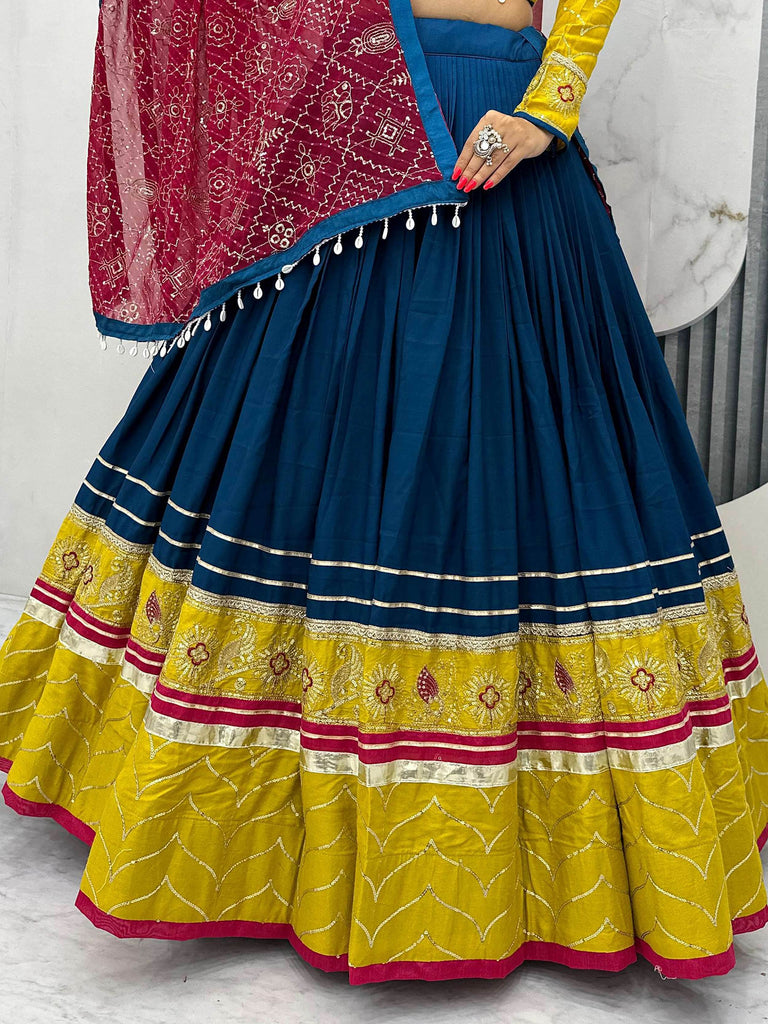 Amazing Navy Blue Sequins Work Cotton Festival Wear Lehenga Choli