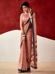 Awesome Rust Orange Digital Printed Satin Traditional Saree With Blouse