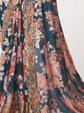 Fascinating Dove Blue Floral Printed Organza Events Wear Saree With Blouse