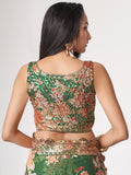 Mesmerizing Green Floral Printed Organza Festive Wear Saree