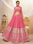 Glamorous Pink Sequins Georgette Engagement Wear Lehenga Choli