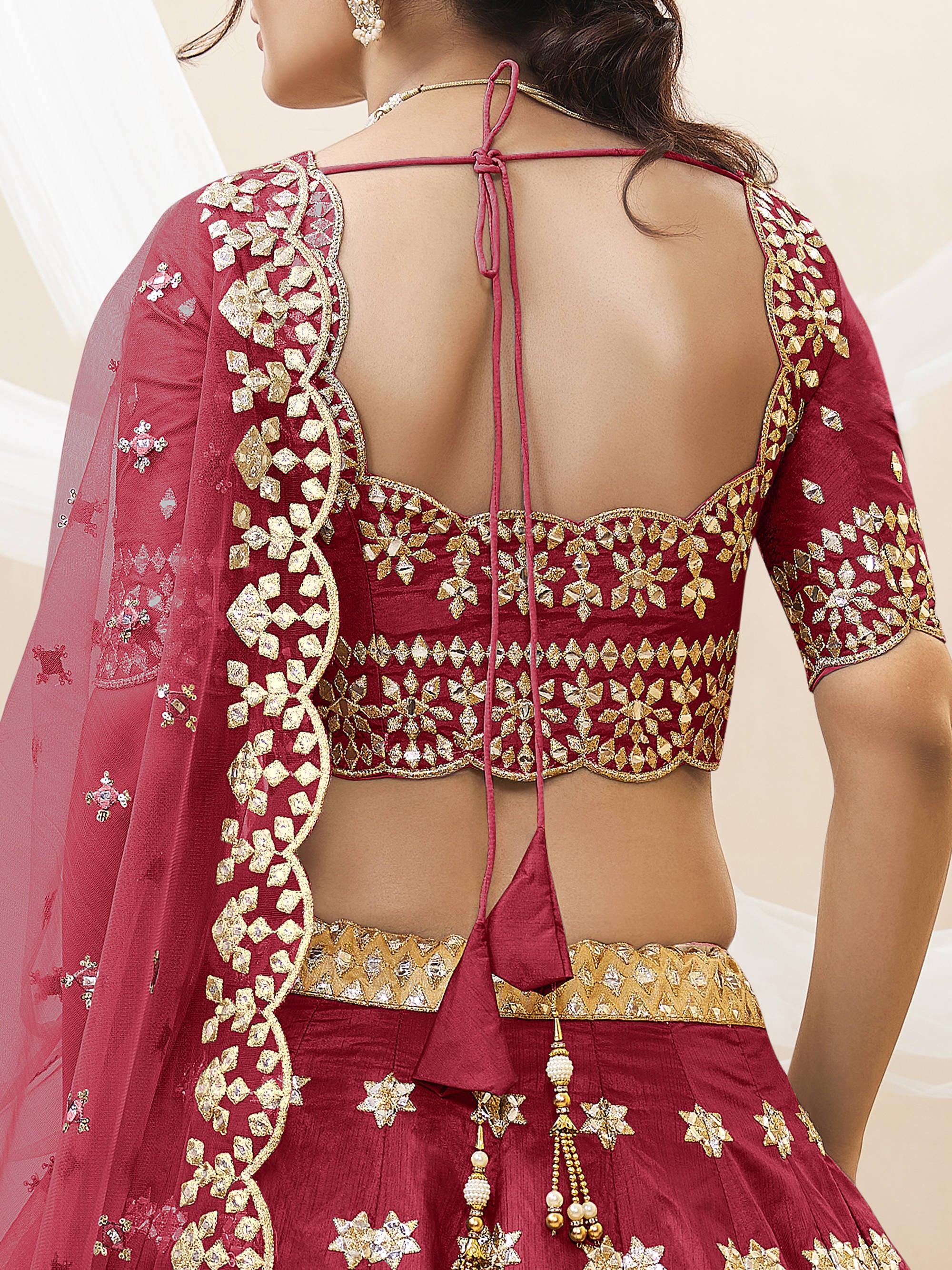 Beautiful Red Embroidered Silk Festival Wear Plus Size Lehenga Choli
