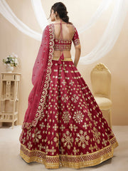 Beautiful Red Embroidered Silk Festival Wear Plus Size Lehenga Choli