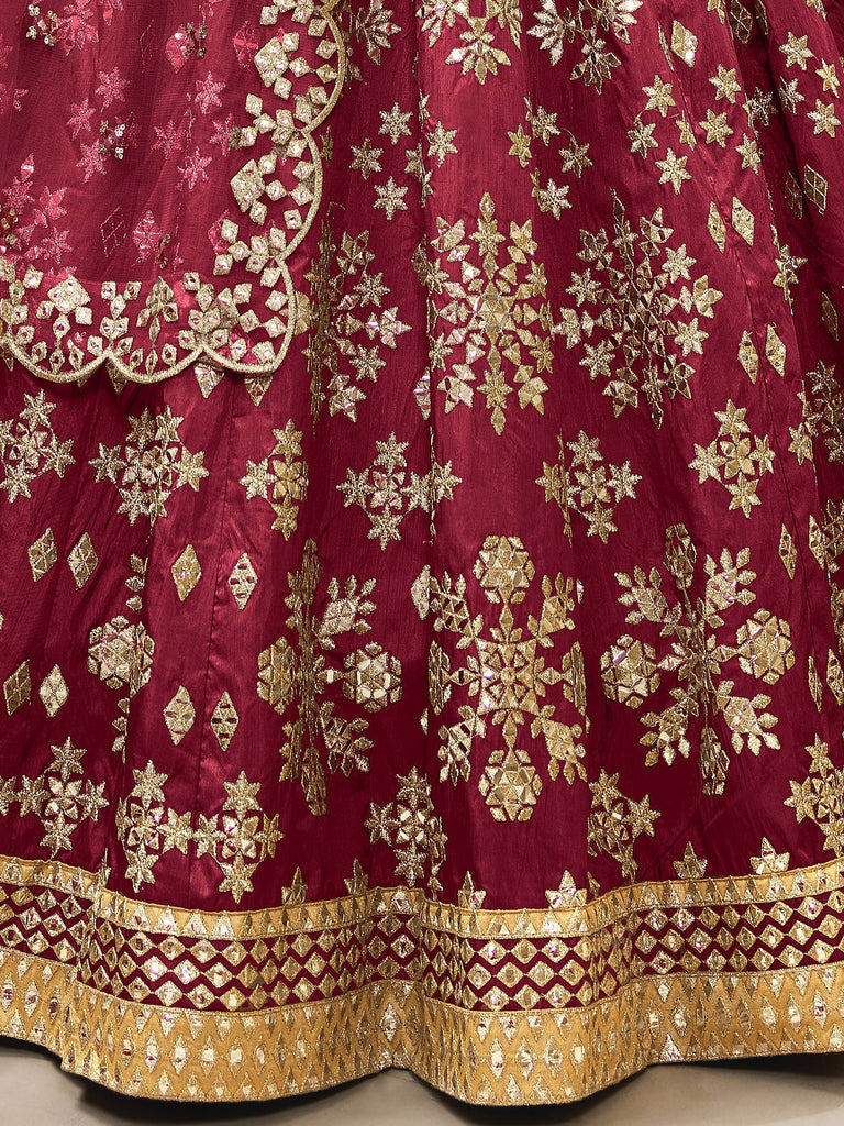 Charismatic Red Zari Work Art Silk Wedding Wear Lehenga Choli