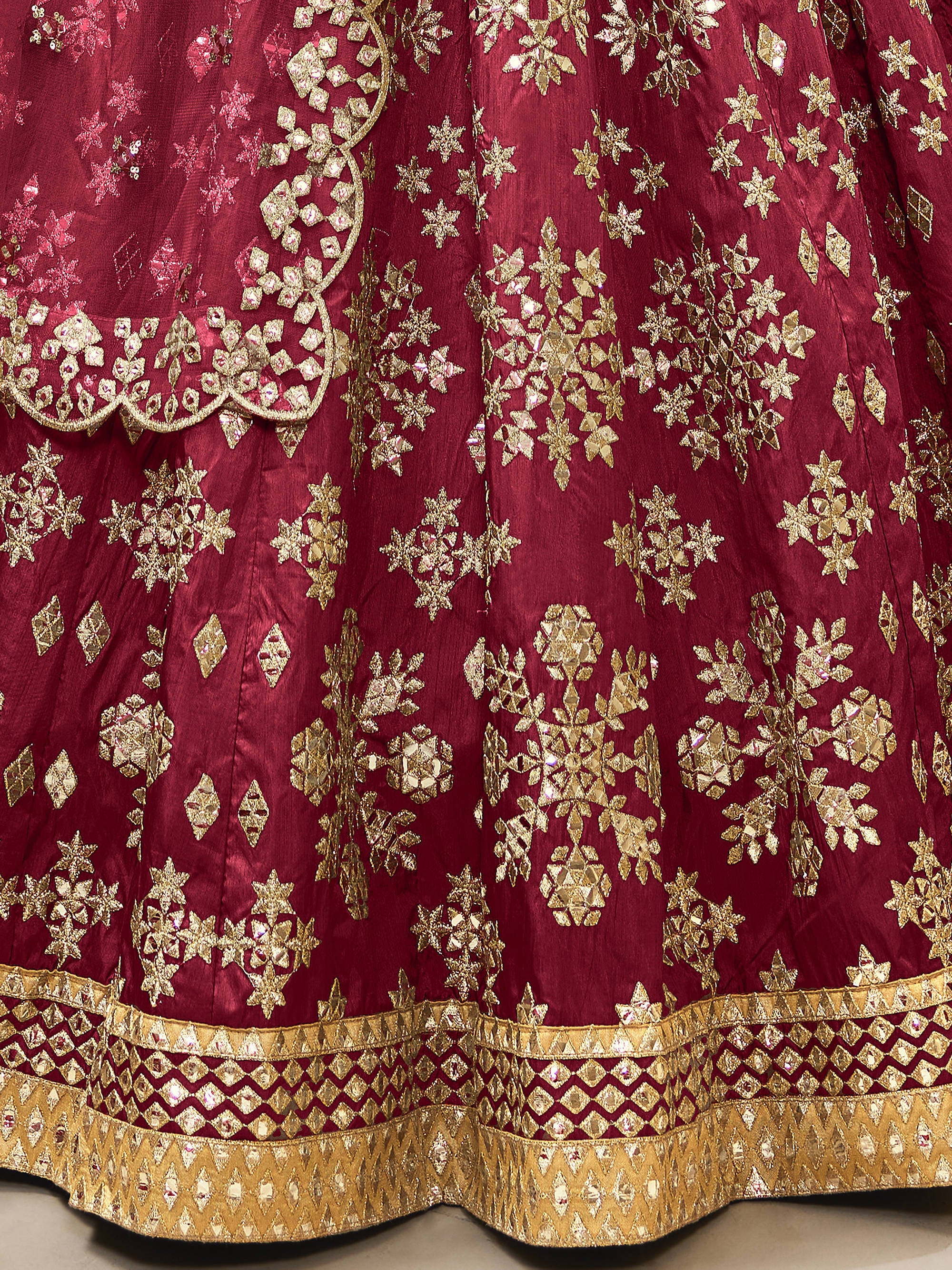 Beautiful Red Embroidered Silk Festival Wear Plus Size Lehenga Choli
