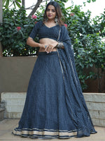 Engaging Black Leheriya Print Georgette Reception Wear Lehenga Choli
