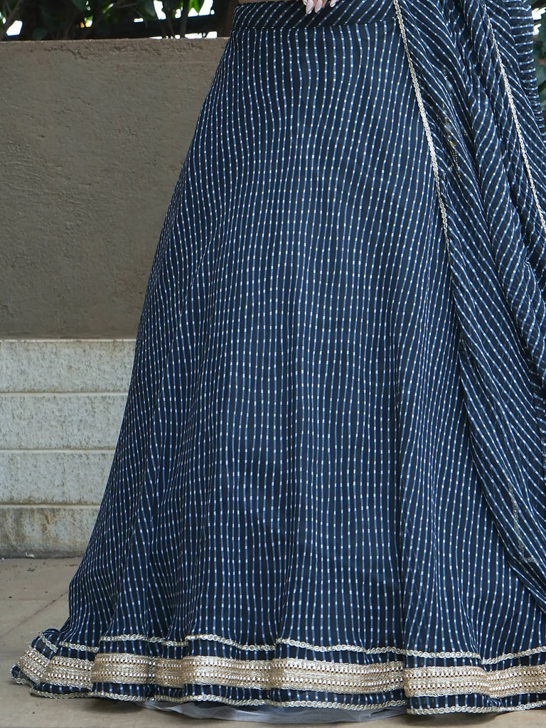 Engaging Black Leheriya Print Georgette Reception Wear Lehenga Choli