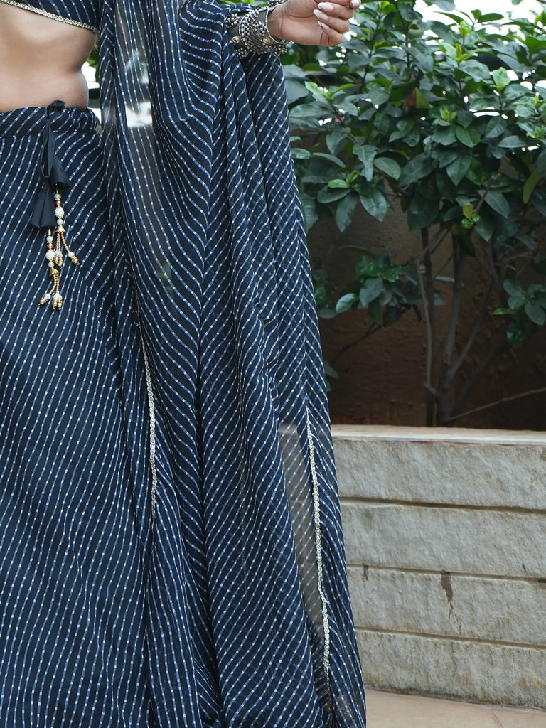 Engaging Black Leheriya Print Georgette Reception Wear Lehenga Choli