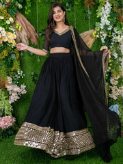 Dazzle Black Zari Embroidered Georgette Festival Wear Lehenga Choli