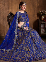 Graceful Blue Sequins Silk Reception Wear Plus Size Lehenga Choli 