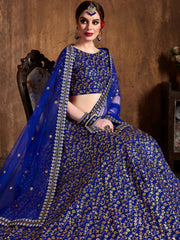 Graceful Blue Sequins Silk Reception Wear Plus Size Lehenga Choli 