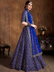 Graceful Blue Sequins Silk Reception Wear Plus Size Lehenga Choli 