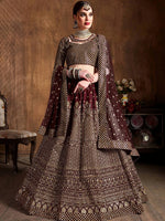 Glowing Maroon Zari Work Silk Function Wear Plus Size Lehenga Choli