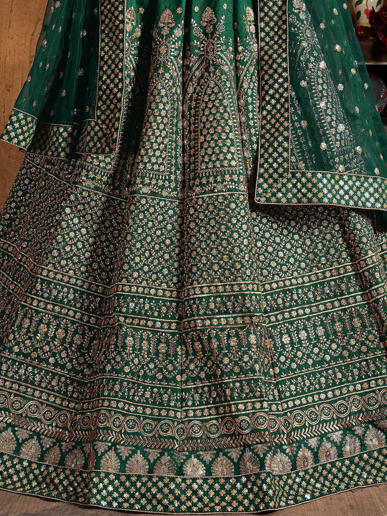 Sparkling Green Sequins Silk Engagement Wear Plus Size Lehenga Choli 