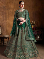 Sparkling Green Sequins Silk Engagement Wear Plus Size Lehenga Choli