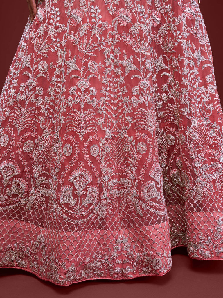Alluring Pink Dori Work Soft Net Ceremony Wear Lehenga Choli