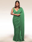 Sabyasachi Green Sequins Georgette Party Wear Saree With Blouse