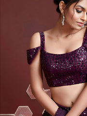 Fabulous Purple Embroidery Net Party Wear Lehenga Choli