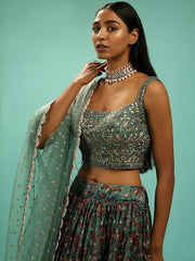 Incredible Green Sequins Chinon Function Wear Plus Size Lehenga Choli