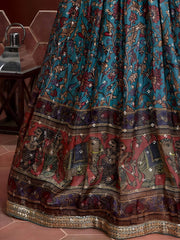 Wondrous Blue Embroidery Chinon Silk Party Wear Lehenga Choli