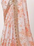 Gorgeous White Floral Printed Organza Party Wear Saree With Blouse