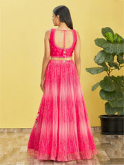 Gorgeous Pink Mirror Work Organza Reception Wear Lehenga Choli
