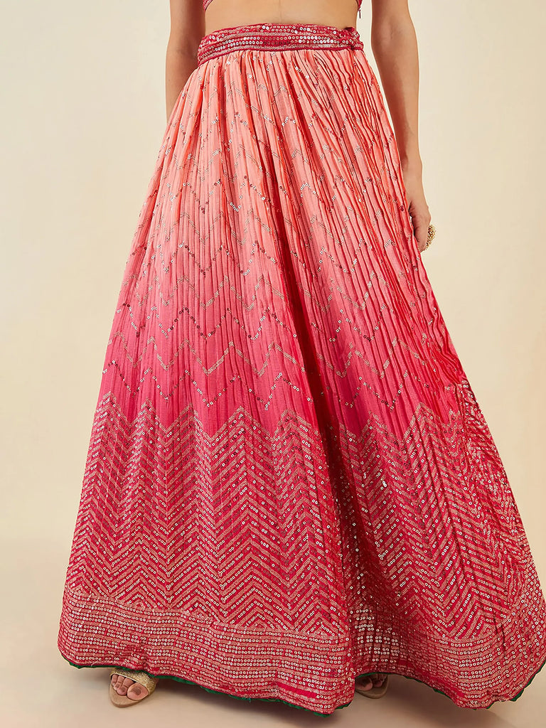 Mesmerizing Pink Sequins Art Silk Festival Wear Lehenga Choli