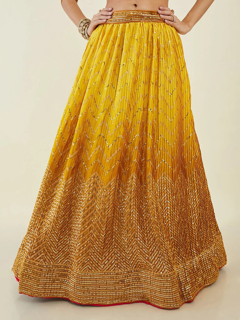 Captivating Yellow Sequins Art Silk Haldi Wear Lehenga Choli