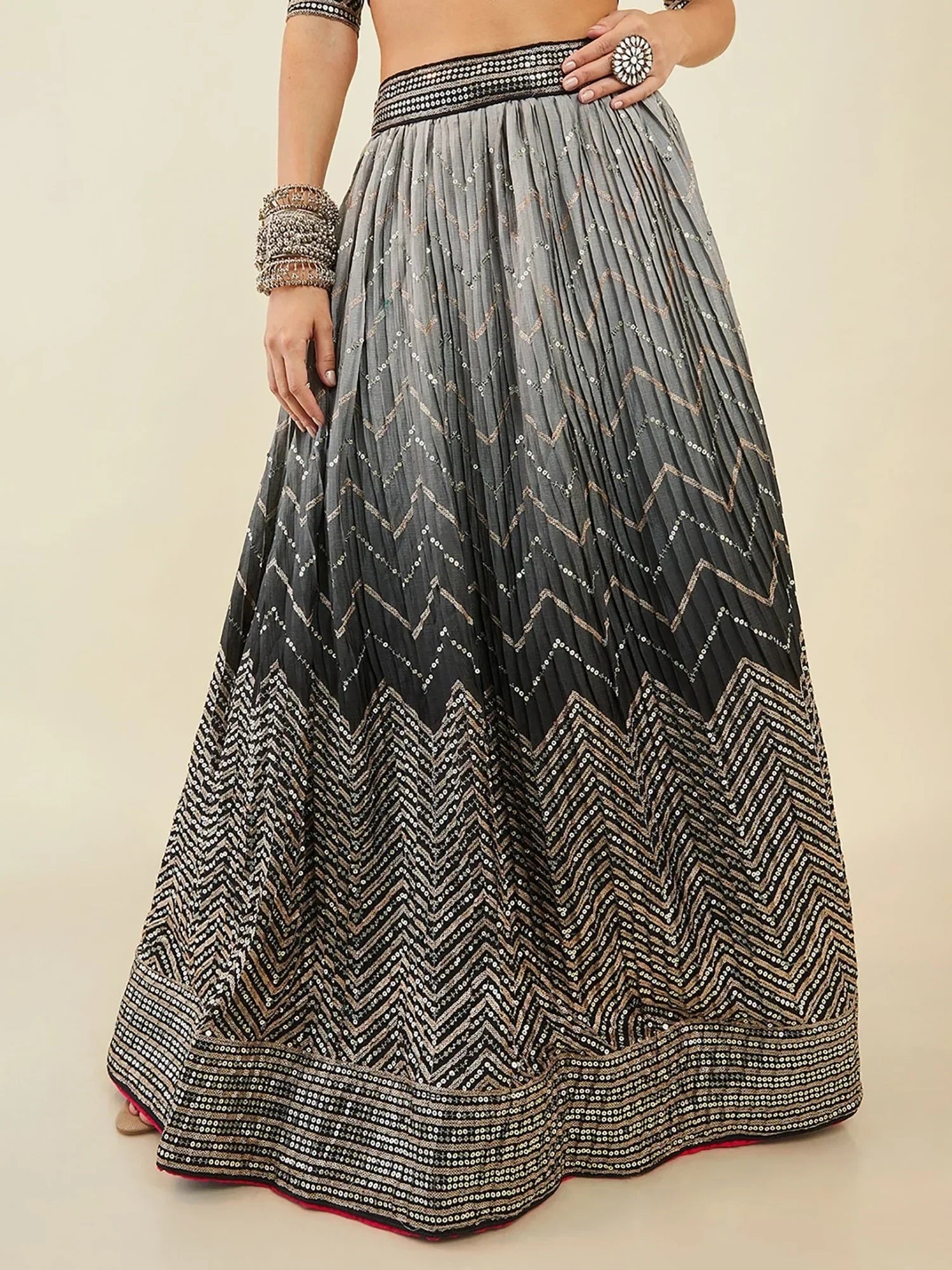 Enchanting Black Sequins Art Silk Reception Wear Lehenga Choli