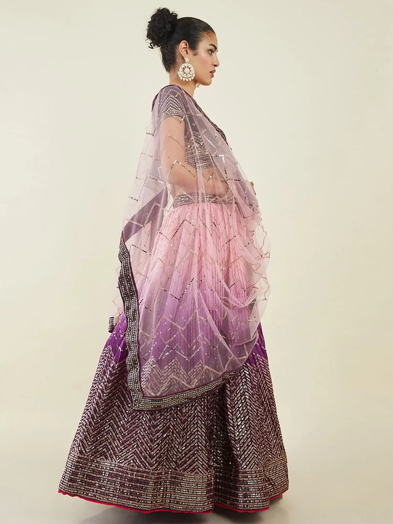 Bewitching Purple Sequins Art Silk Engagement Wear Lehenga Choli
