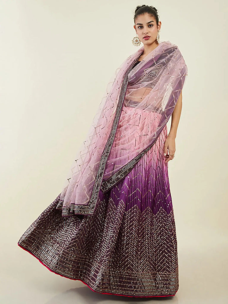 Bewitching Purple Sequins Art Silk Engagement Wear Lehenga Choli