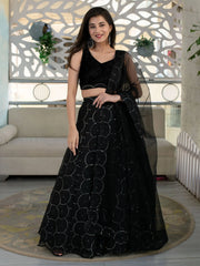 Marvelous Black Sequins Organza Party Wear Lehenga Choli
