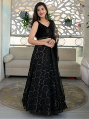 Marvelous Black Sequins Organza Party Wear Lehenga Choli