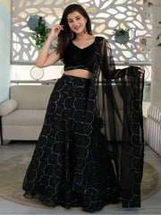 Marvelous Black Sequins Organza Party Wear Lehenga Choli