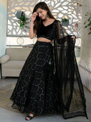 Marvelous Black Sequins Organza Party Wear Lehenga Choli