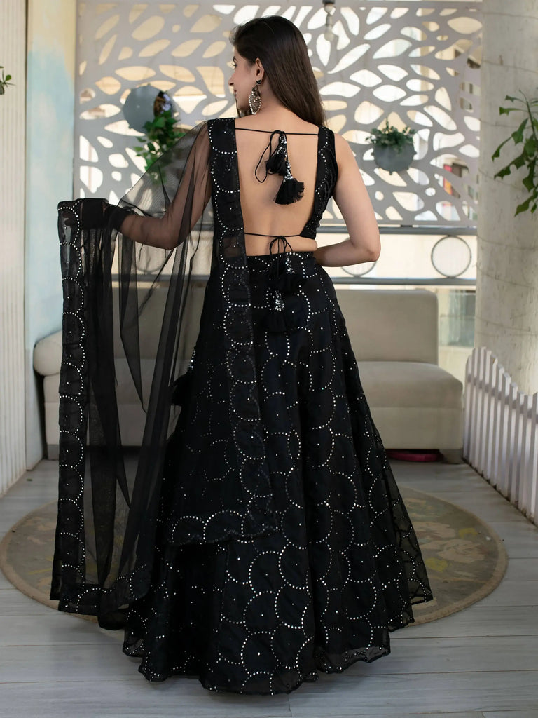 Marvelous Black Sequins Organza Party Wear Lehenga Choli